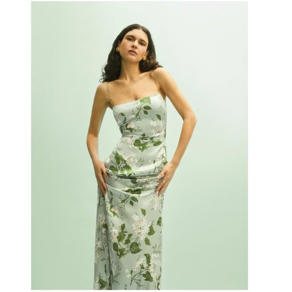 Reformation Frankie Silk Dress - Tea Garden - Picture 7 of 16